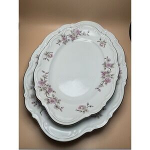 Vintage Mitterteich Springtime Pattern, 2 Platters-12.25" & 14.75"; Mint